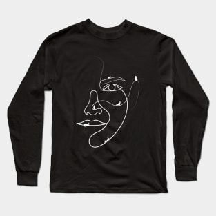 Cat Lover | One Line Drawing | One Line Art | Minimal | Minimalist Long Sleeve T-Shirt